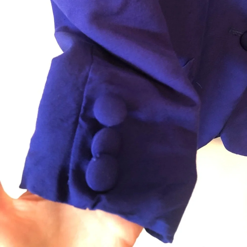 Christian Dior vintage large button blazer purple blue cropped sleeve